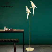 Акриловый торшер в виде птицы, торшеры в стиле арт-деко для гостиной, спальни, стоящая лампа, для учебы, рядом с оригами, Золотой торшер, приспособление