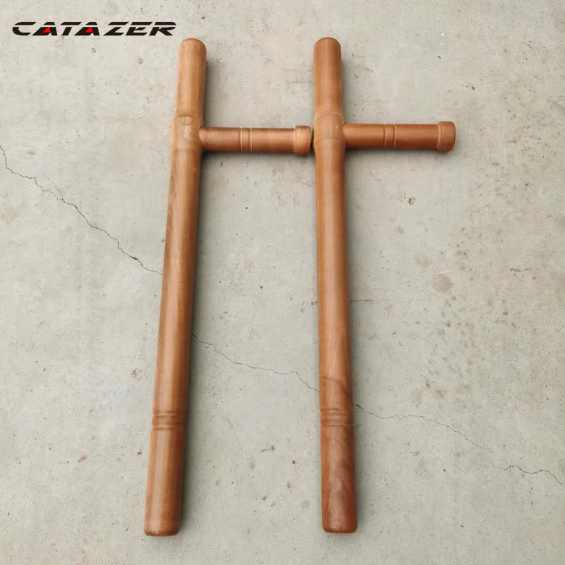 Catazer T Sharp Ancient Martial Arts Double Wooden Crutches Chinese Kungfu Wushu Double Fitness Practice Equipment