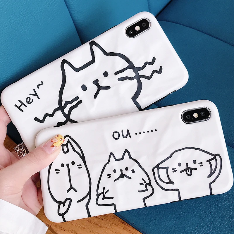 Забавный мультяшный Кот шаблон телефон чехол для iPhone 6 6s 7 8 Plus X Xs XR Max Мягкий ТПУ
