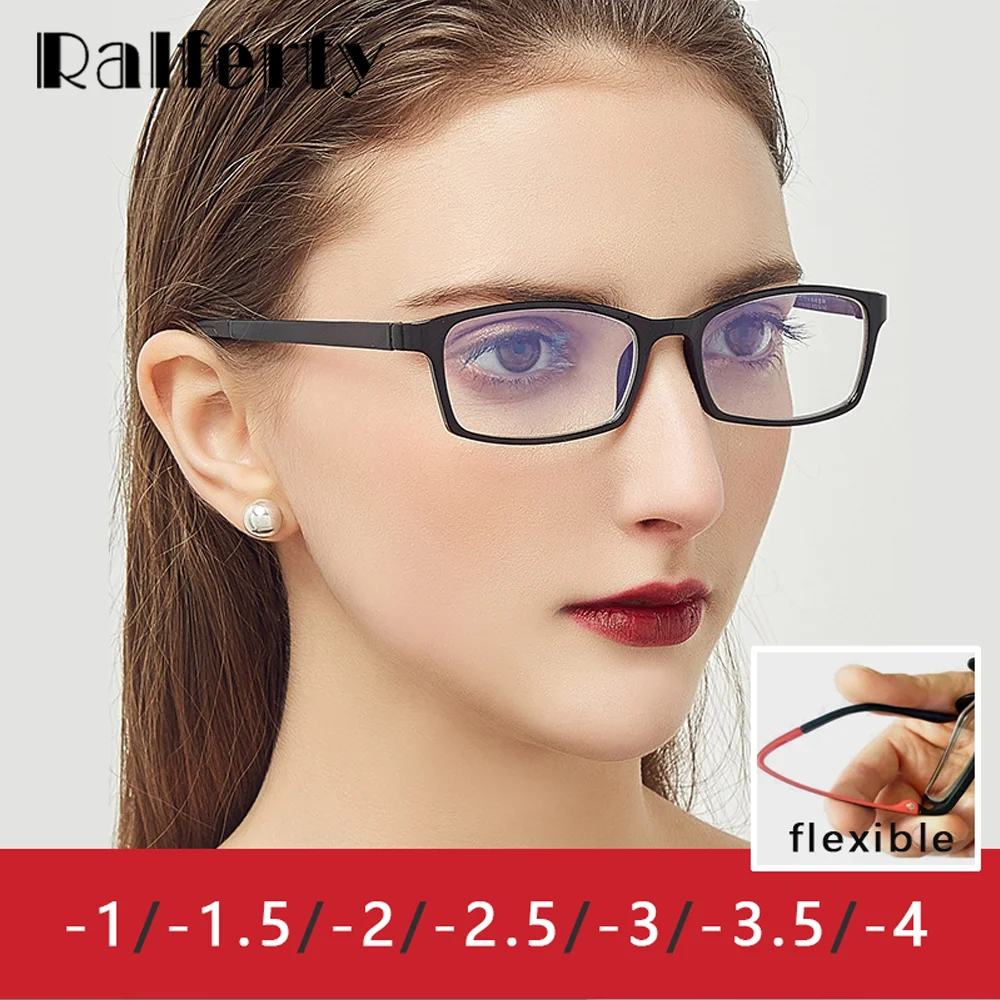 Ralferty Men's Glasses for Sight TR90 Rectangle Female Grade Eyeglass Frame Myopia Lenses with Minus Diopters oculos -1 -2 -3 -4 |
