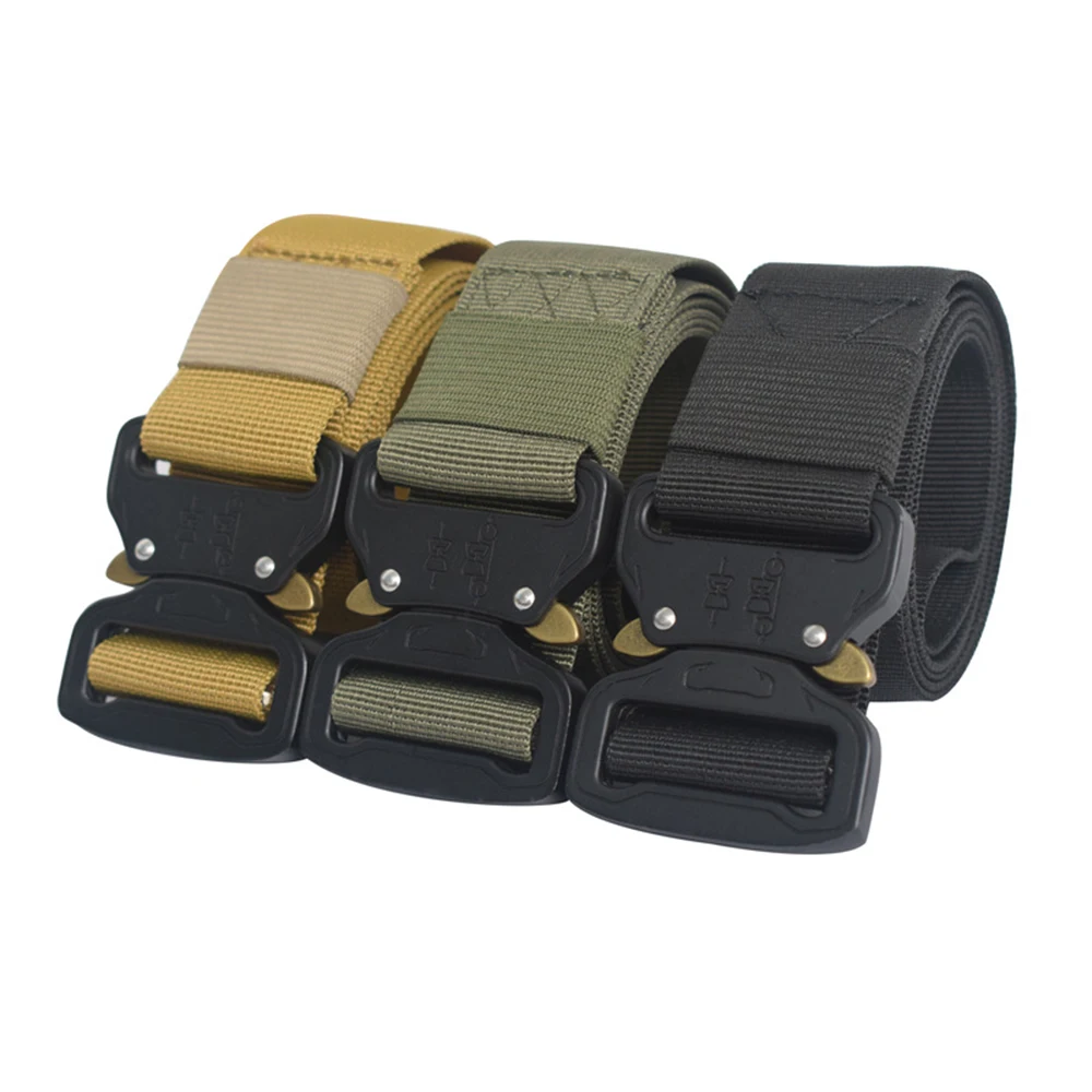 

Tactical belt outdoor men's army fan tactical military nylon belt quick release outdoor hunting training strong metal buckle