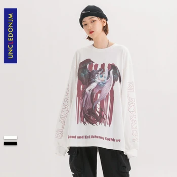 

UNCLEDONJM 2020 Plus Size Women/Men Printed Long Sleeve Shirts Loose fit Tee Shirt Top Streetwear Hip hop Women T Shirt ME-361