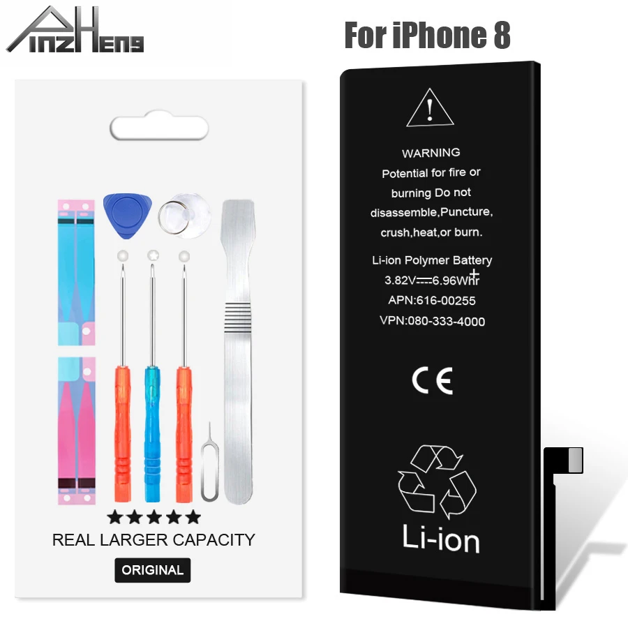 Новинка PINZHENG аккумулятор для мобильного телефона для iPhone 8 батарея Оригинальная наклейка емкости Сменные Аккумуляторы для телефона