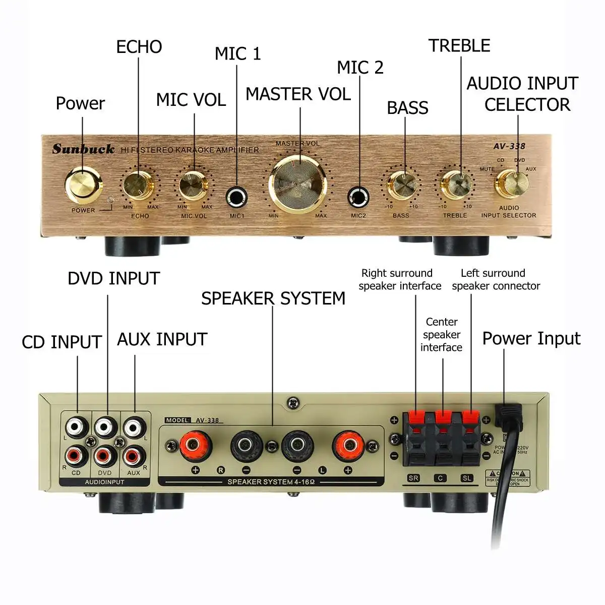 2000W 110V до 220V 5 канал эквалайзер, обеспечивающий Hi-Fi стерео Мощность усилитель автомобиля Усилитель Проекторы для домашнего кинотеатра аудио 2 микрофон AUX Динамик