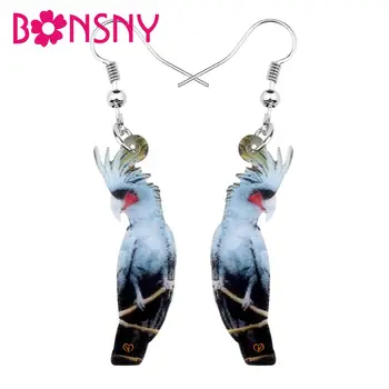 

Bonsny Acrylic Blue Palm Cockatoo Bird Earring Long Dangle Drop Novelty Animal Jewelry Earrings Girl Teen Women Party Charm Gift