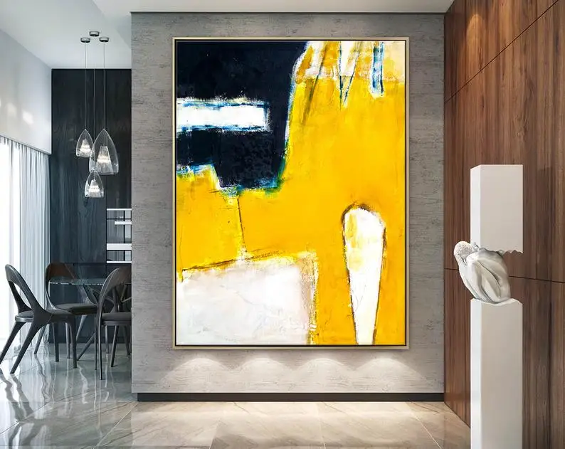 

Abstract Painting Large Acrylic Canvas Wall Art Yellow Minimal Expressionism Yellow Modern Painting Wall Art On Canvas Neo