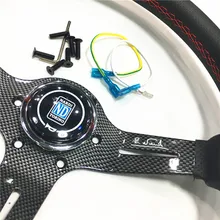 Универсальное 350 мм 14 дюймов плоское рулевое колесо с роговыми кнопками автомобильное кожаное классическое рулевое колесо