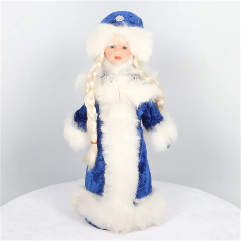 Коробка для конфет, Кукла Снегурочка, рождественские игрушки, Детский Костюм Снегурочки для детей, рождественские украшения для дома, новогодние украшения - Цвет: 39cm blue