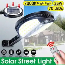 70 светодиодный 35 Вт Солнечный уличный светильник IP65 водонепроницаемый наружный Ночной светильник безопасности беспроводной настенный светильник с датчиком движения пульт дистанционного управления
