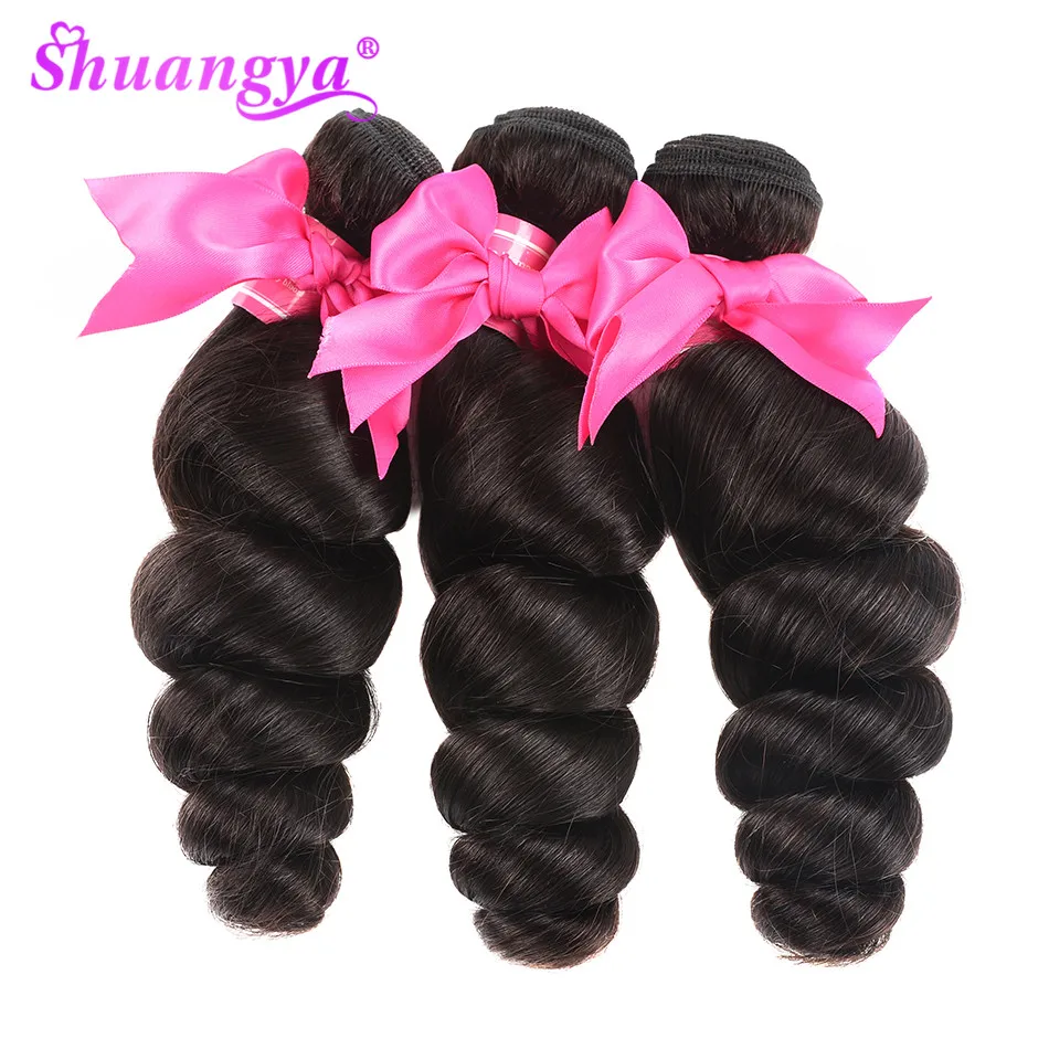 Shuangya Hair Indian Loose Wave Bundles With Closure Remy Hair Human Hair Bundles With Closure 3 Bundles With Closure