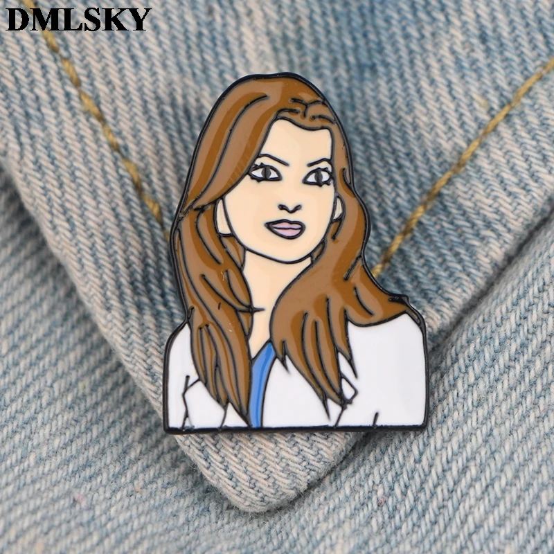 DMLSKY Greys Анатомия ТВ шоу булавки Мередит серый мультфильм металлические значки и Броши женская одежда нагрудные булавки подарки врача M3942