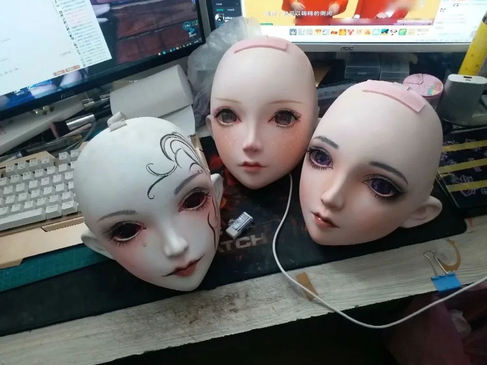 NEW-24) BJD Кигуруми для транссексуалов, Красота макияж Косплэй силиконовая маска Аниме Kigurumi маски резиновые секс куклы