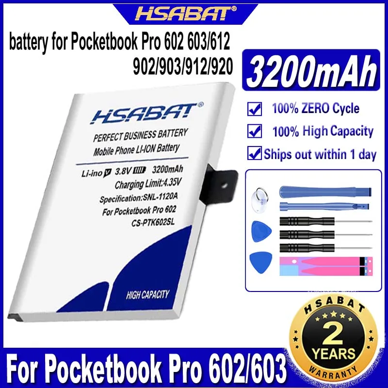 Аккумулятор HSABAT CS-PTK602SL 3200 мАч для аккумуляторов Pocketbook Pro 602/603/612/902/903/912/920 |