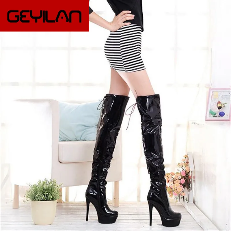 

Hot Sale high quality women boots botas mujer Round Toe Ladies Party Wedding 15cm Thin Heels Dance Shoes