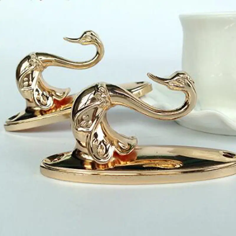 

Zinc Alloy Curtains Hooks Swan Patterned Curtain Accessories Golden Window Curtain Holder Metal Curtain Wall Hooks