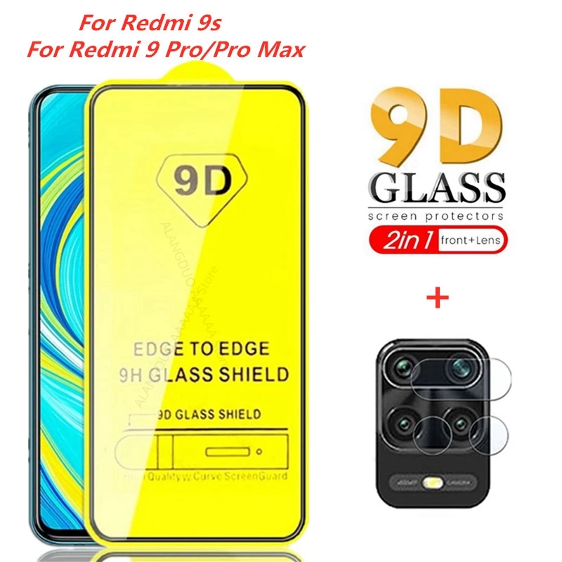 2в1 9D полное клеевое Защитное стекло для Xiaomi redmi note 9 s Защитная пленка экрана