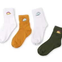 Модные креативные Хлопковые женские носки с вышивкой динозавра, кавайные корейские носки наивысшего качества с мультяшным забавным монстром, популярные милые носки с фруктами