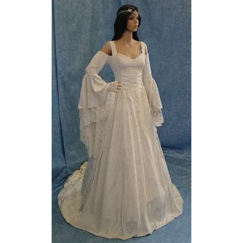 

QWEEK Halloween Dress for Women Plus Size Vintage Long Sleeve Balck Princess Dress Party Long Flare Sleeve Dress Women Clothes