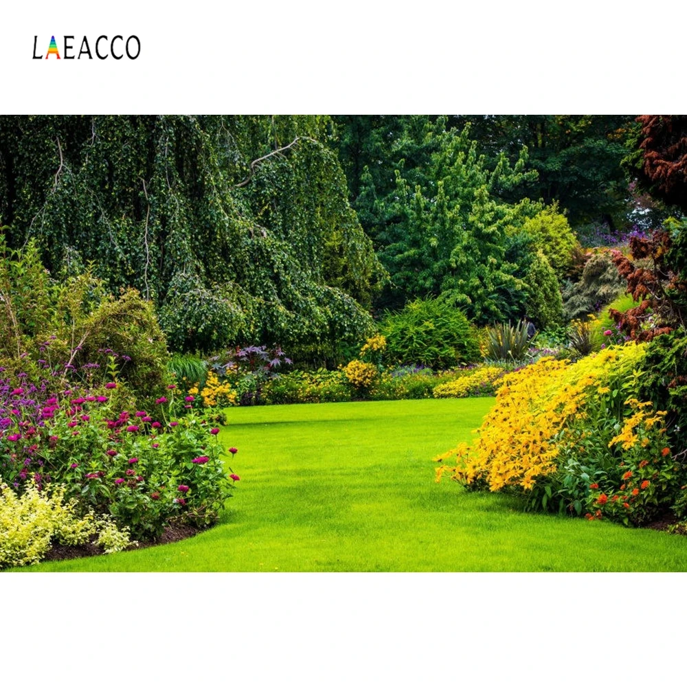 

Laeacco Grassland Garden Blossom Trees Landscape Photo Backgrounds Spring Portrait Photography Backdrops Baby Newborn Photophone