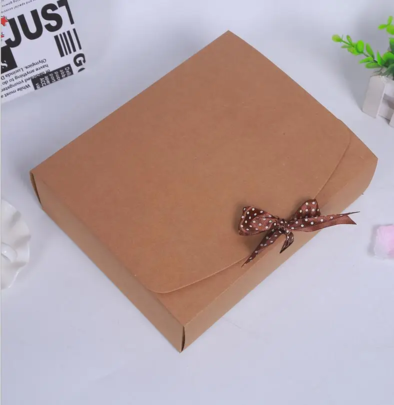 

24.5x20x7cm Large Brown Kraft Paper Box Wedding Party Gift Packaging Box,Cake Box Clothing Shoes packaging paper Box