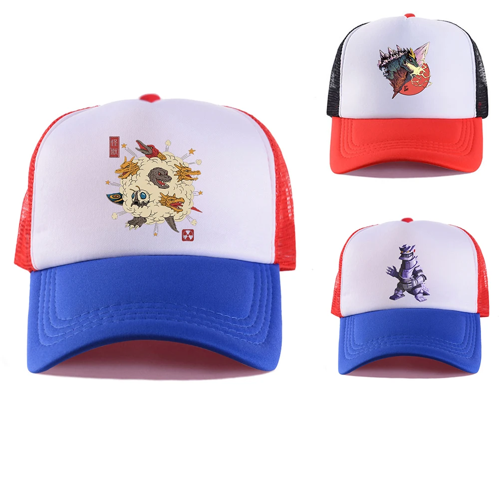 Godzilla Hat Mesh hat Hip-hop Baseball Cap DIY printing pattern Summer Sunshade Sports Unisex Universal Halloween Gift 2021 | Дом и сад