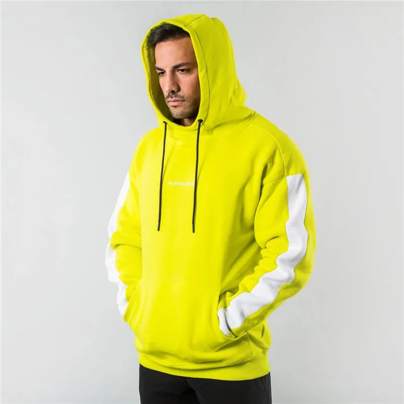 ALPHALETE бренд осень зима мужские толстовки с капюшоном пуловер Хлопок тренажерные залы фитнес куртка мужская с длинным рукавом Спортивная Толстовки