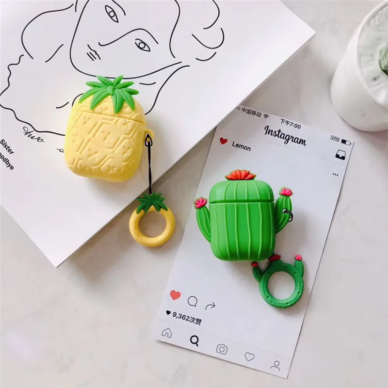 Чехол Kawaii с ананасом для Airpod чехол Airpods Pro 3 2 1 брелок кольцо ключей аксессуары