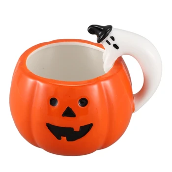 

Pumpkin Cup with Ghost Handle Milk/Tea/Coffee Mug Halloween Gift Ceramic Water Bottle