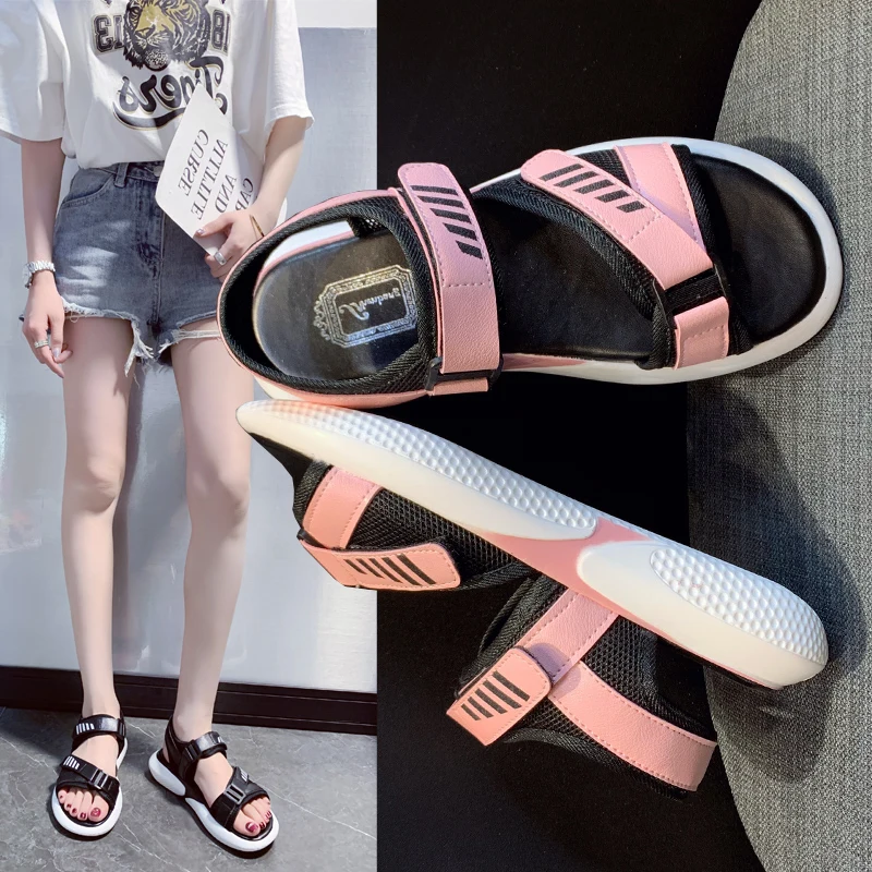 

Spring 2020 new round head velcro wild shallow mouth comfortable women's sandals flat bottom fashion women's shoes tide Z687