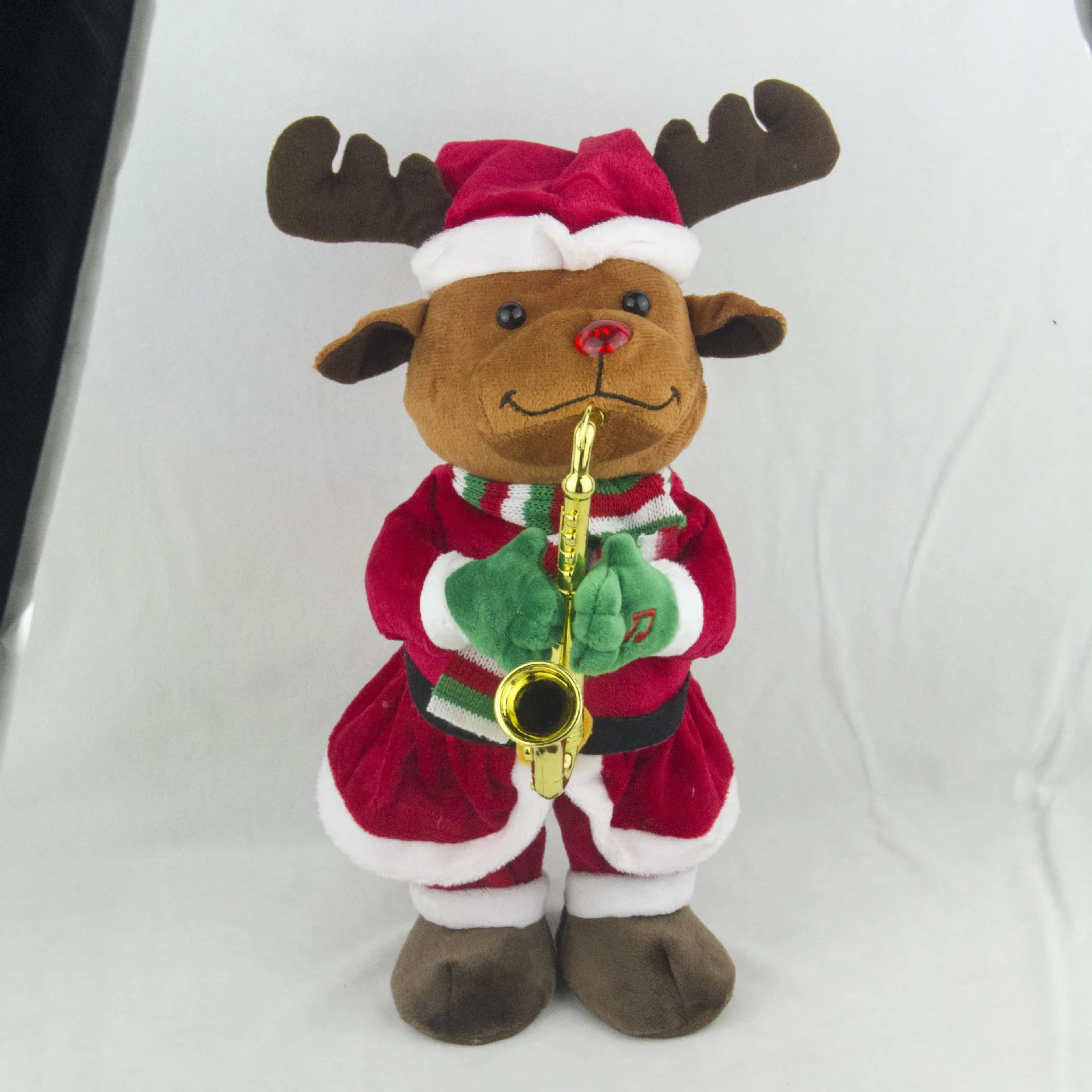 Рождественская серия Санта-Клаус ударяет саксофон лося саксофон Снеговик саксофон пение и скручивание