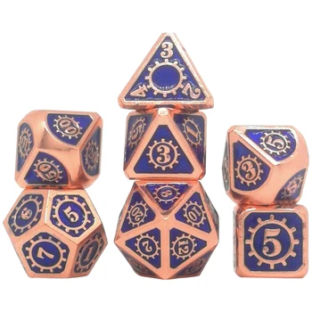 

7pcs For DnD Tabletop Polyhedral Dice Set Gift Rpg Zinc Alloy Digital Number Easy Read Props KTV Party Board Game Home Bar