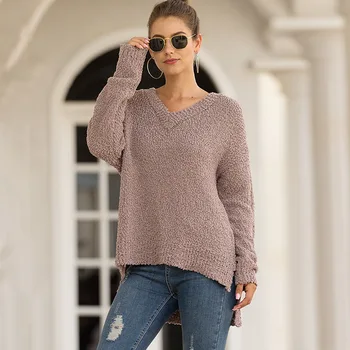

Autumn Winter Women Sweaters Pullovers 2019 European American Style Long Sleeve Casual Sweater Loose Knitted Sweater 6 Color