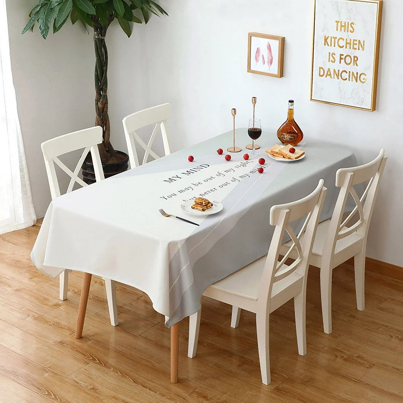 Nordic Thick Round Table cloth Party Wedding TableClothKitchen Pattern Rectangular tablecloth Pastoral printing table cover set - Цвет: Gray triangle