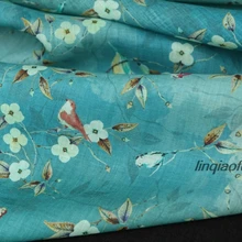 Высокая-конец одежда льняная ткань для вышивки, швейная материал, прозрачный чехол высокого качества с принтом рами синий белый ткань платье Ципао, 130 см x 50 см/шт