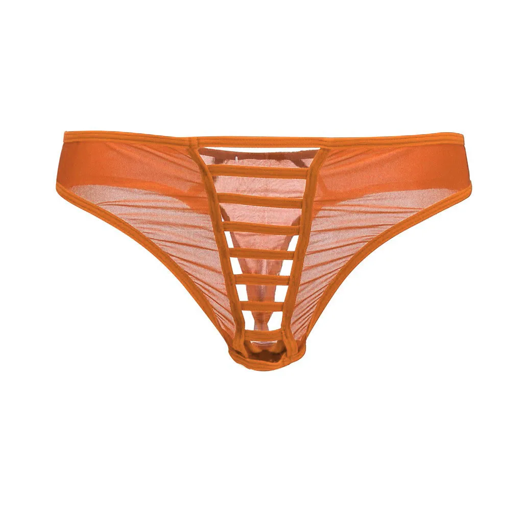 Lingerie Underwear Men Solid Fashion Sexy Full lace Strap Men's Underwear Men's Sexy Valentine's Day Gift трусы мужские - Цвет: Orange