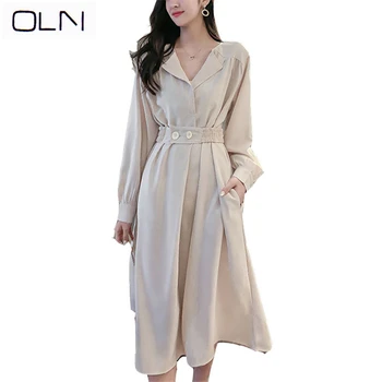 

OLN Dress Autumn Korean Vestidos wholesale new Arrival Female chic long-sleeved dress waist slimming temperament smart DRESS