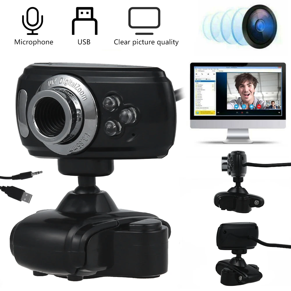 

1080P Full HD Mini USB Web Cam Camera Webcam with Microphone for Computer PC Laptop Desktop Skype Conferencing