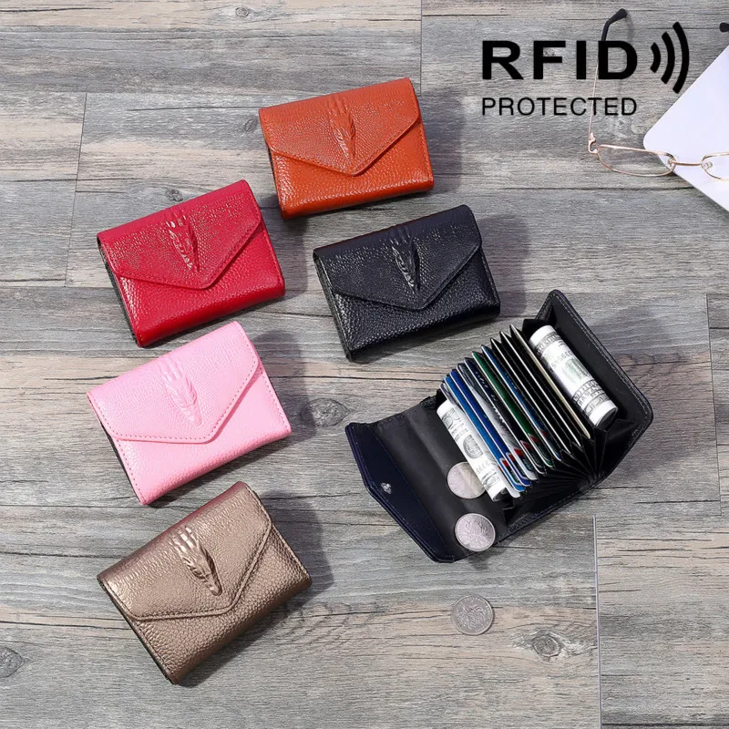 Женский кошелек для монет, Женский кошелек, клатч, rfid-держатель для карт, с карманом для монет, из натуральной кожи, Женский кошелек, тонкая кредитница, кошелек