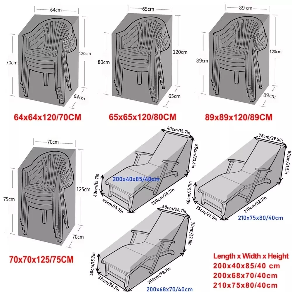 6 Size Black Outdoor Waterproof Cover Garden Furniture Rain Cover Chair Sofa Protection Rain Dustproof Woven Polyester Convenien 6