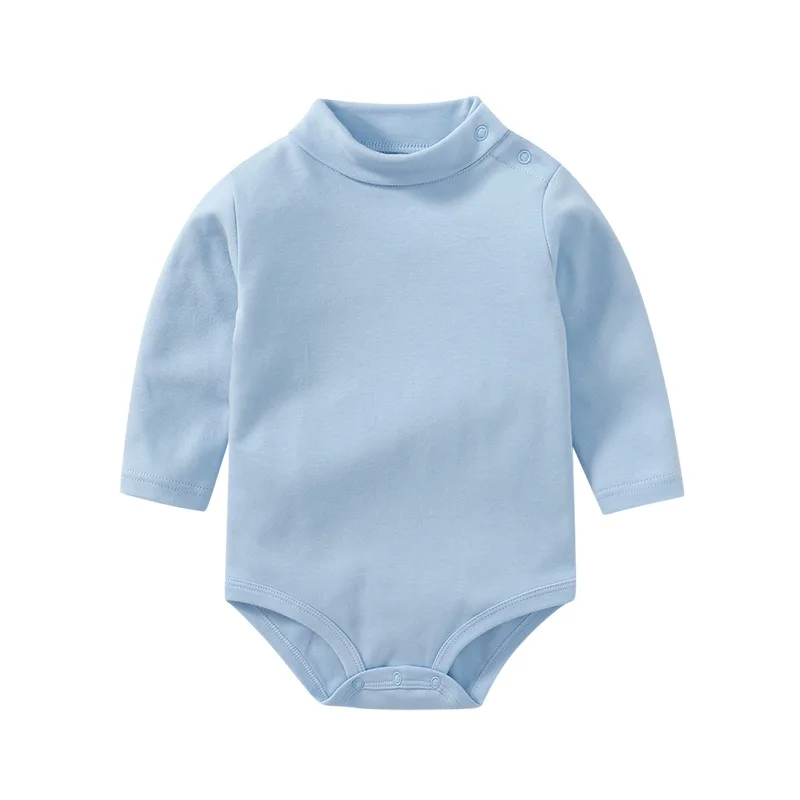 0-3 Yrs Baby Infant Clothing Turtle Neck Cotton Rompers Solid Color Newborn Boys Girls Autumn Winter Long Sleeve Jumpsuit Tops vintage Baby Bodysuits Baby Rompers