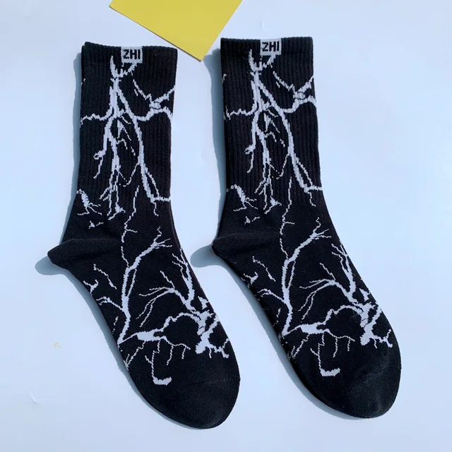 Korean Style Harajuku Skateboard Long Socks Creative Fun Lightning Hip Hop Style Socks Unisex Street Couple Socks 2