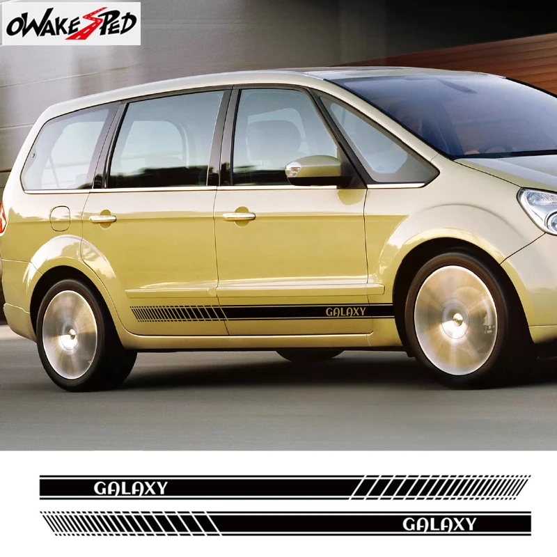 2PCSCarLongSideStripesStickersDoorSideSkirtDecorStickersFor