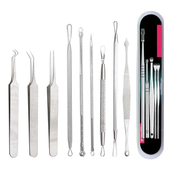 

1Set Blackhead Acne Blemish Pimple Extractor Remover Needles Comedone Extractor Pore Cleanser Acne Clip Tweezer Face Care Tool