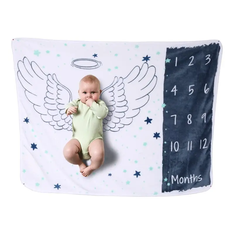 Детское одеяло мягкая фланелевая фотография ежемесячное фото новорожденные дети крылья мультфильм Ангел веха Спящая Ванна Ползания