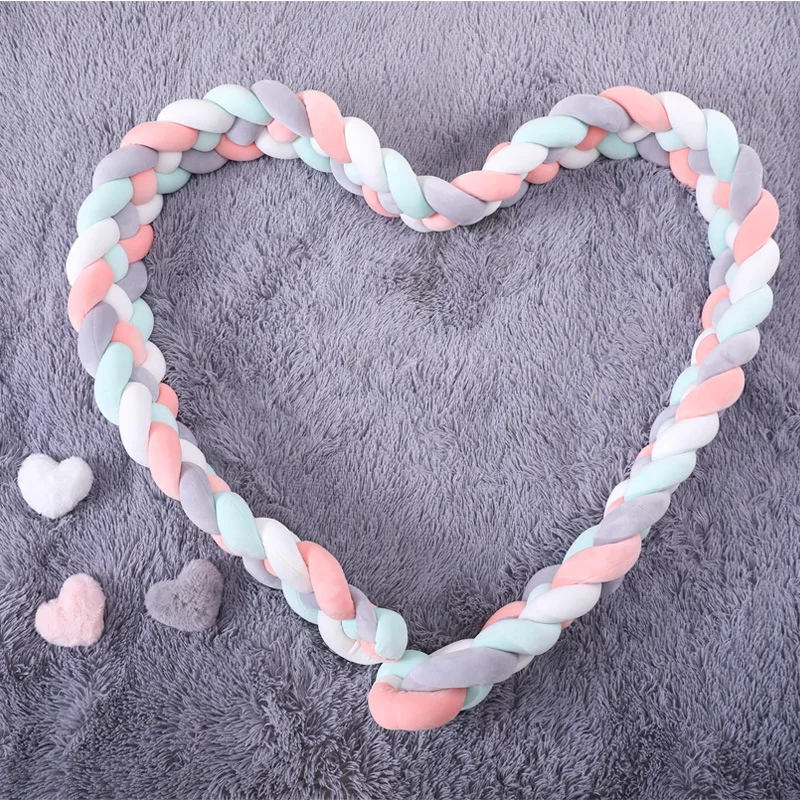 

2019 New 4-FL 2M Multiple Colors Long Knot DIY Preparation Pillow Baby Bed Anti-collision Bed Fence Baby Room Decor Bed Bumper