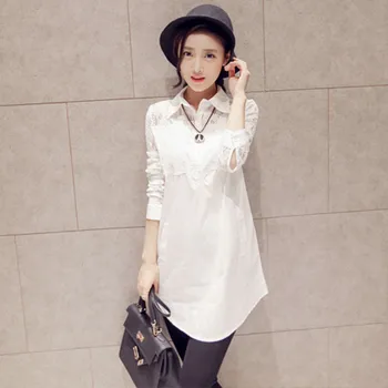 

Women Blouses Fashion Lace Print Shirts Female Casual Long Sleeve Blouses X