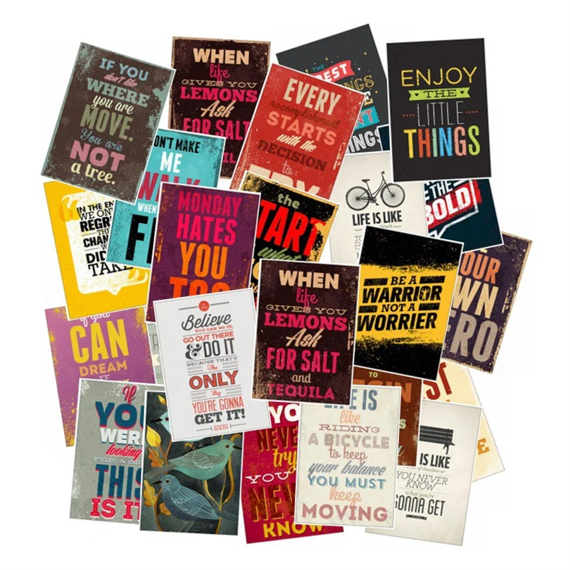 10/30/50PCS Retro Inspirational Text Stickers Car Refrigerator Graffiti Stickers Waterproof Decorative Toys Wholesale