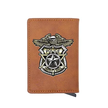 

Classic Police Protect Serve Design Digital Printing Leather Credit Card Holder Wallet Men Women Casual Short Purse Gift