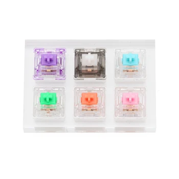

6 switch switches tester with acrylic base blank keycaps for mechanical keyboard everglide purple cyan oreo pink green orange