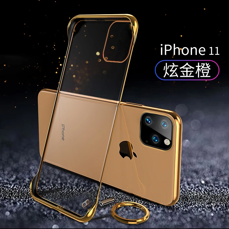 

For Apple iphone 11 Case Hard PC Plating Transparent With Ring Slim protective Back Cover Case for iphone 11 Pro Max iphone11
